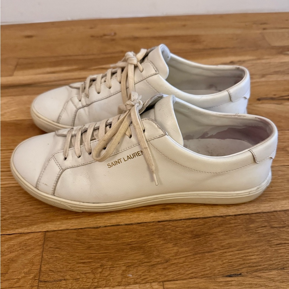 Saint Laurent Off-White Leather Sneakers